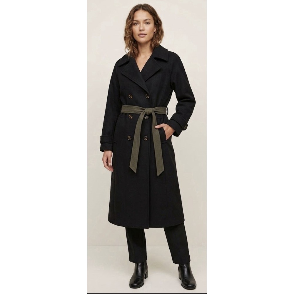 Abercrombie & Fitch Women Black Wool Double Breasted Overcoat Size Medium P